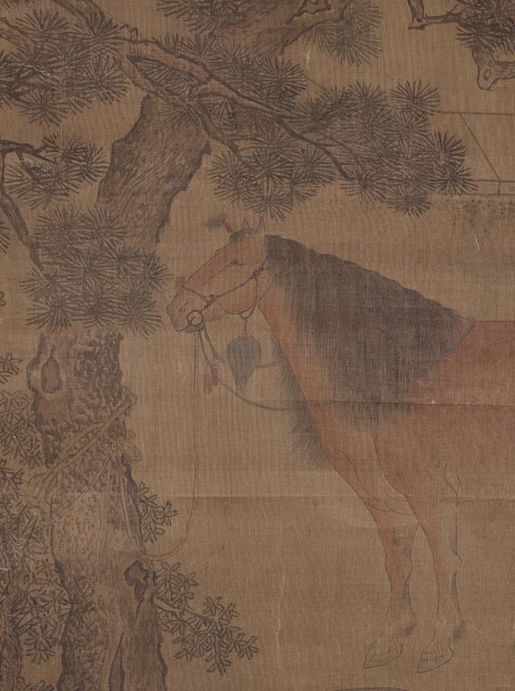 A finely painted hanging scroll in the style of Zhao Mengfu (1254-1322) presumably Ming Dynasty, 16/17th Century.