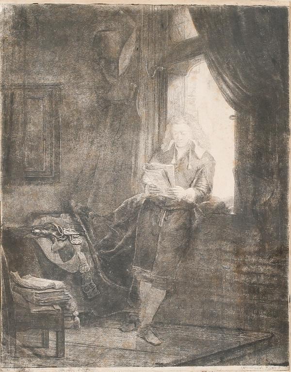 REMBRANDT HARMENSZ VAN RIJN, etching, later print, signed and dated 1647 in plate.