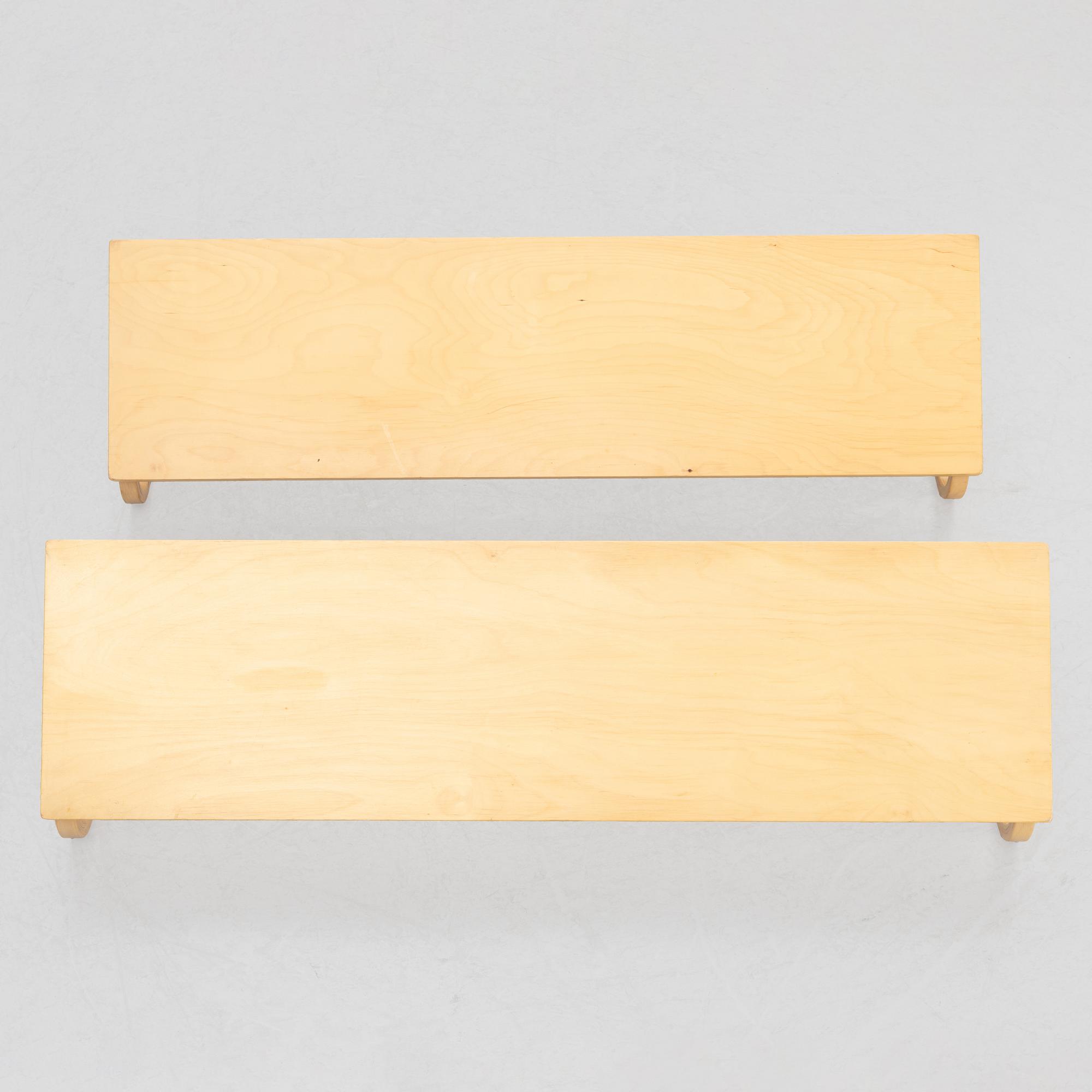 Alvar Aalto, a pair wall shelves, model 112B, Artek, Finland, late 20th century.