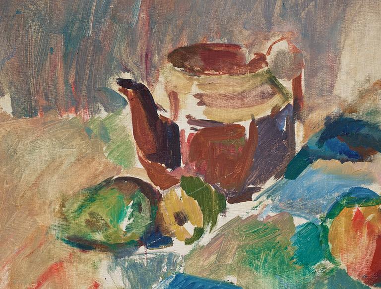 Olle Skagerfors, Still life with jug and fruits.