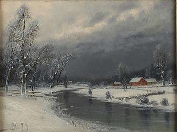 JULIA STRÖMBERG, olja på pannå, 2 st. Monogramsign och dat -93.