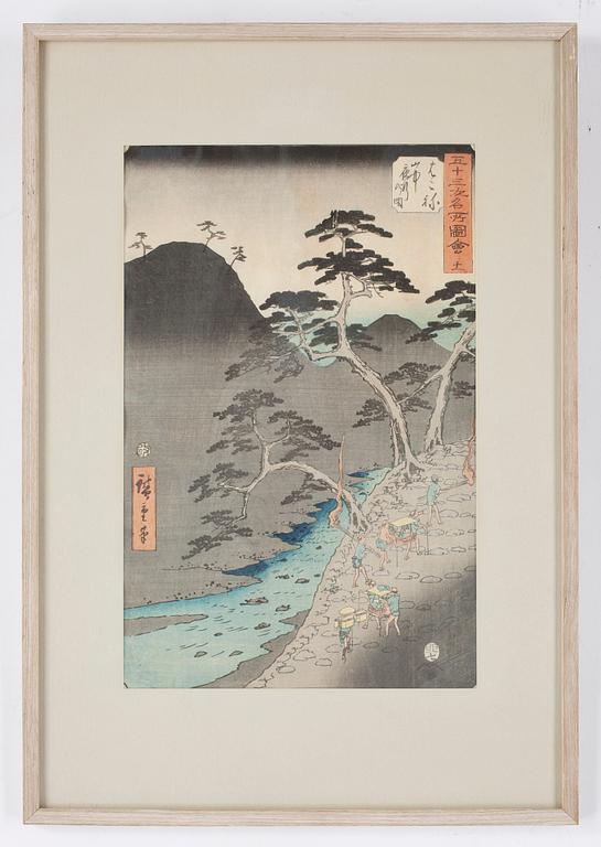 HIROSHIGE, träsnitt, Japan, troligen 1850-tal.