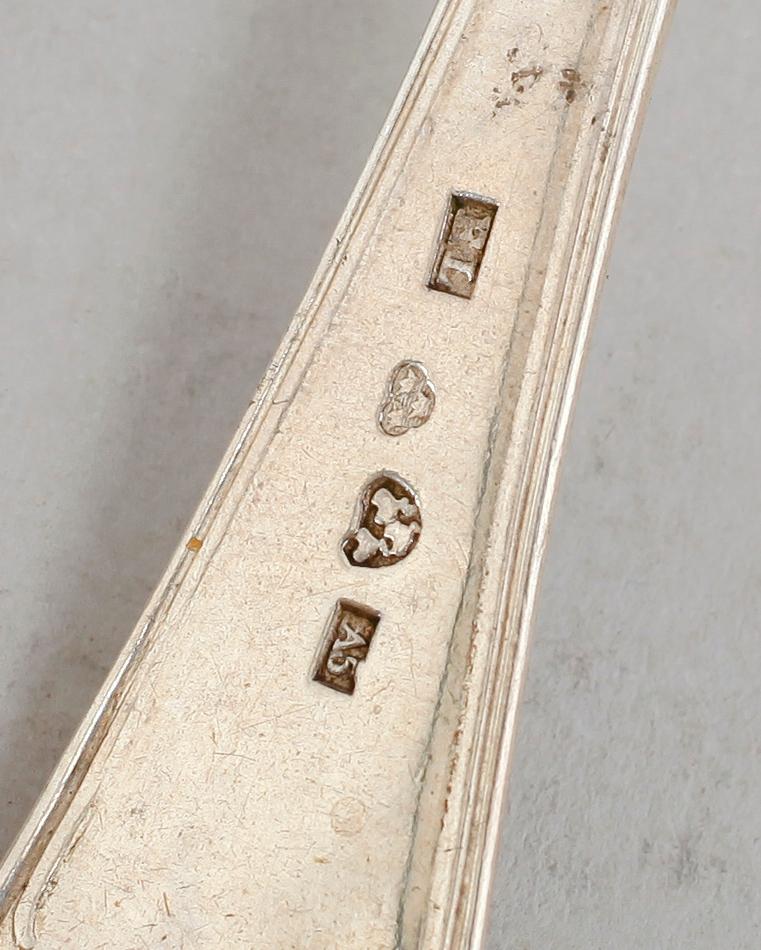 BESTICK, 8 delar, olika modeller, silver, 1800-tal. Vikt ca 505 gram.