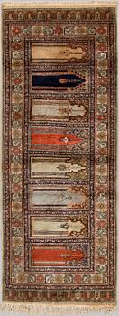 GALLERIMATTA, semiantik, Kayseri saff, delvis silke, ca 227x86.