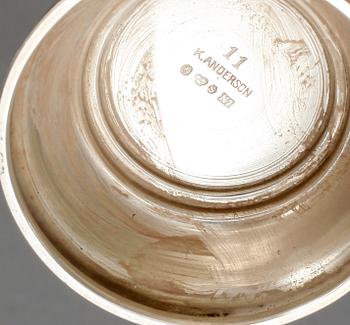 PARTI SILVER, 25 delar, bland annat K Andersson, Stockholm, 1915, total vikt ca 2258g.