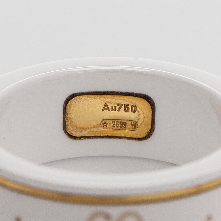Gucci, sormus, "Icon", valkoista zirkonia ja 18K kultaa.