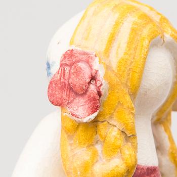 BIRDIE SAHLBERG, and ORVOKKI "OKKI" LAINE attributed to, ceramic figurines, 1+3 pcs, mid-20th century.