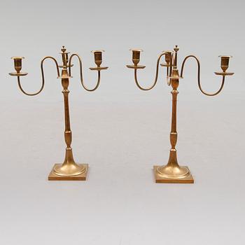 KANDELABRAR, 1 par, mässing, 1800-/1900-tal.