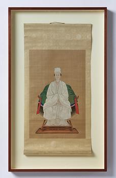 A pair of Thai ancestors portraits, around 1900.