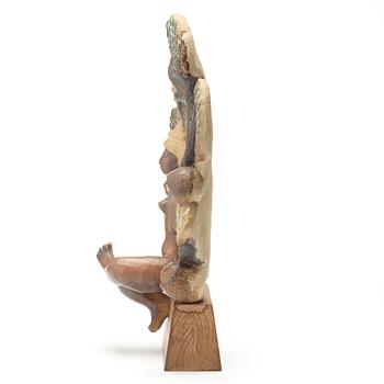 STIG LINDBERG, skulptur av chamotterat stengods, "Susanna i badet", Gustavsbergs studio 1940-tal.