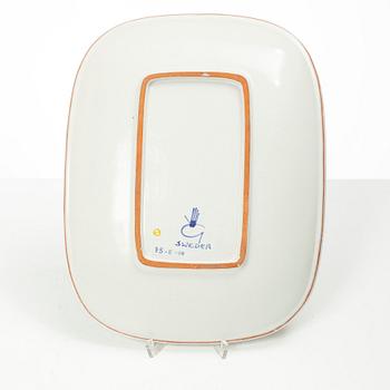 Stig Lindberg, fat, fajans, Gustavsberg Studio, signerad, 1950-60-tal.