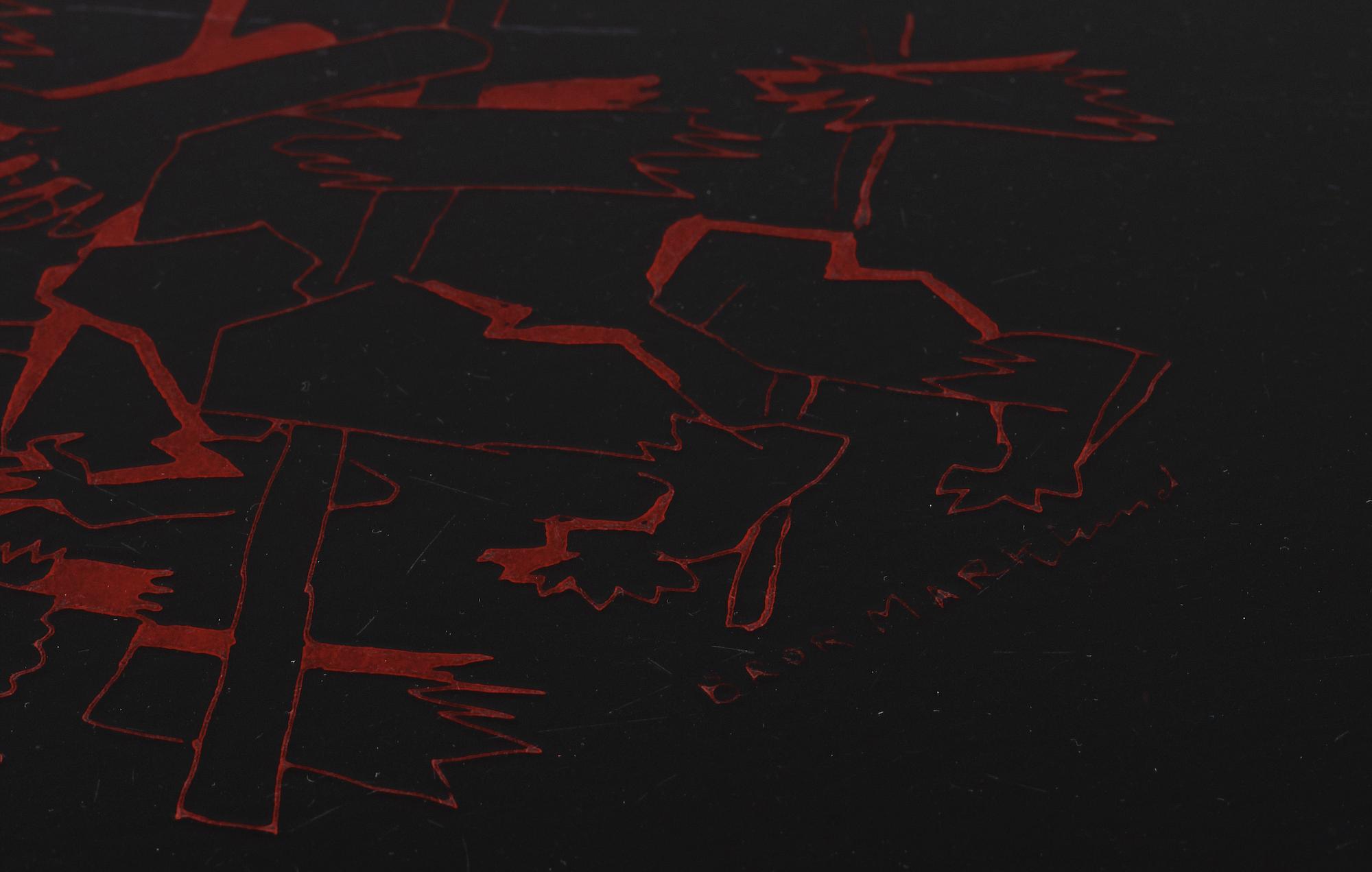 SOFFBORD, skivan signerad Bror Marklund. Brännmärkt 1972 á tergo.