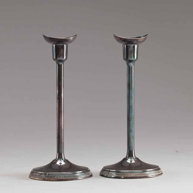 LJUSSTAKAR, ett par, silver, GAB, 1950.