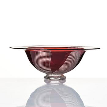 Klas-Göran Tinbäck, a burgundy coloured glass bowl, Sweden 1987, blown by Wilke Adolfsson.