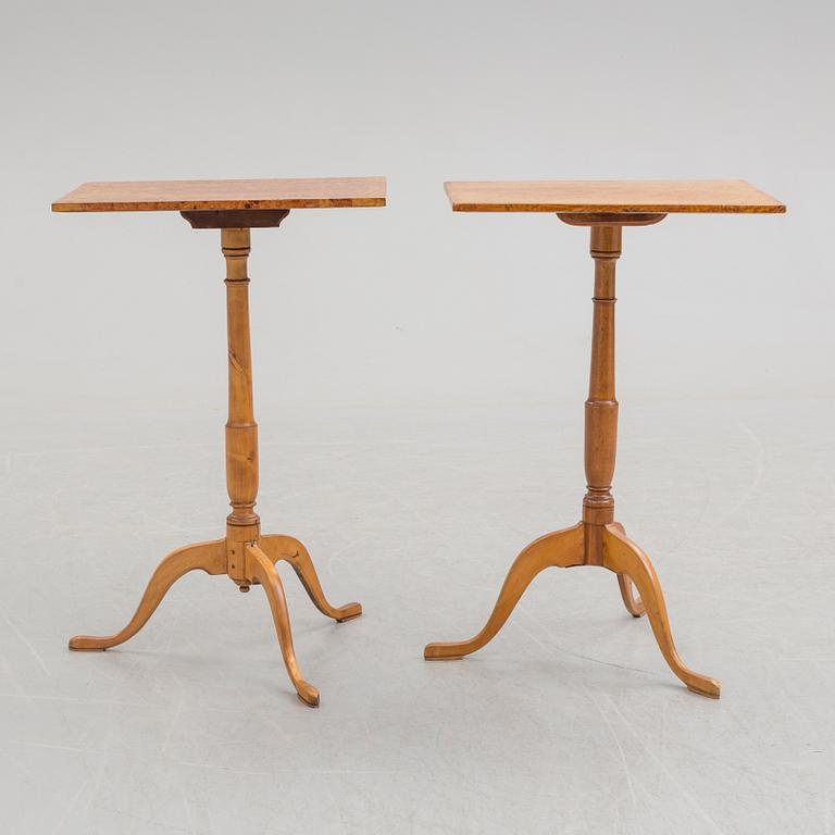 Two first half of the 19th century tilt top tables.