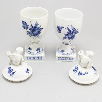 ROYAL COPENHAGEN, a pair of blue and white 'Blå Blomst' porcelain vases.