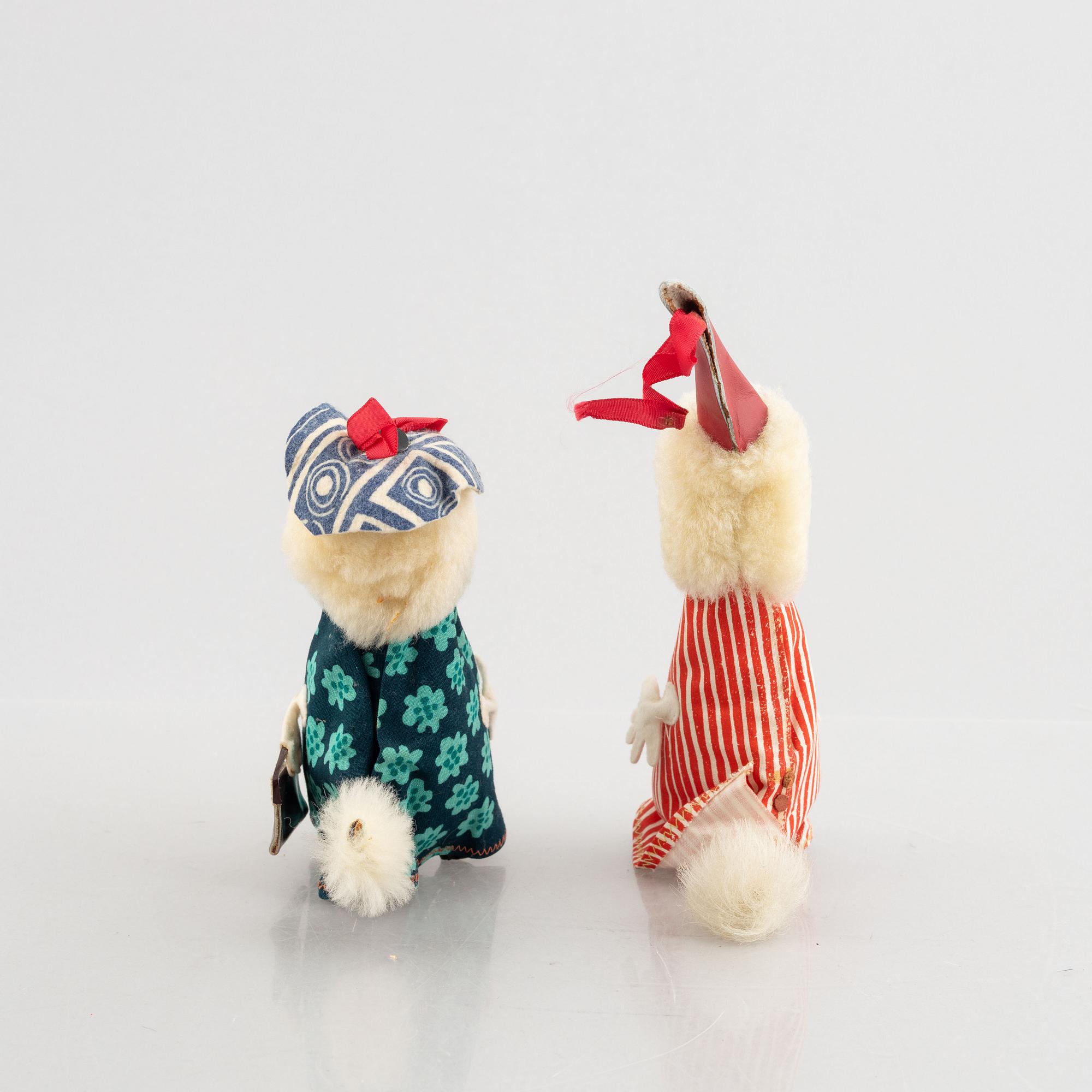 Atelier Fauni, muminfigurer, 2 st, Finland, 1950/60-tal.