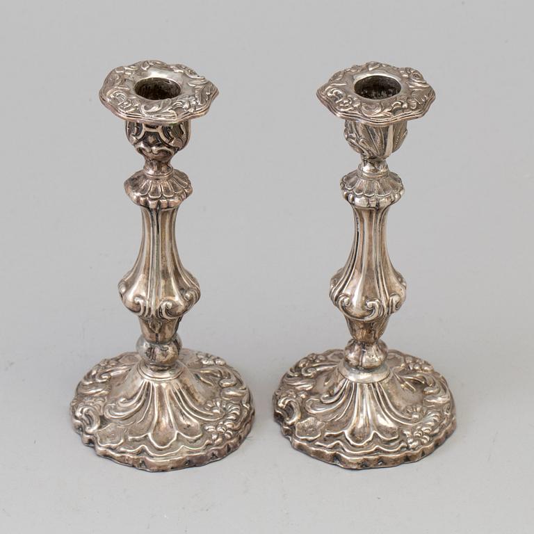 A pair of silver candlesticks probably by Carl Fredrik Hultbom, Stockholm 1848.