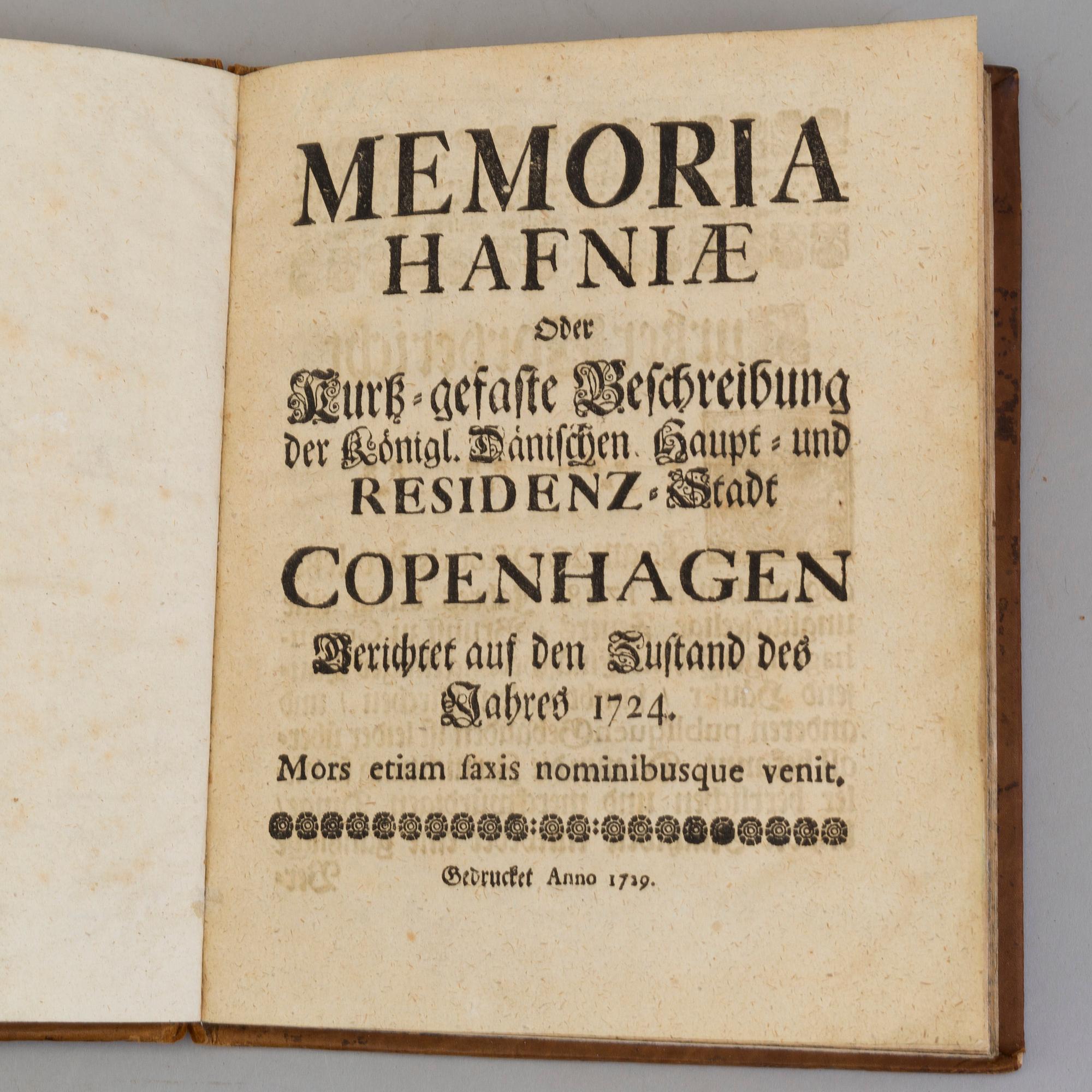 A book, Erik Pontoppidan, Om Köpenhamn, 1724.
