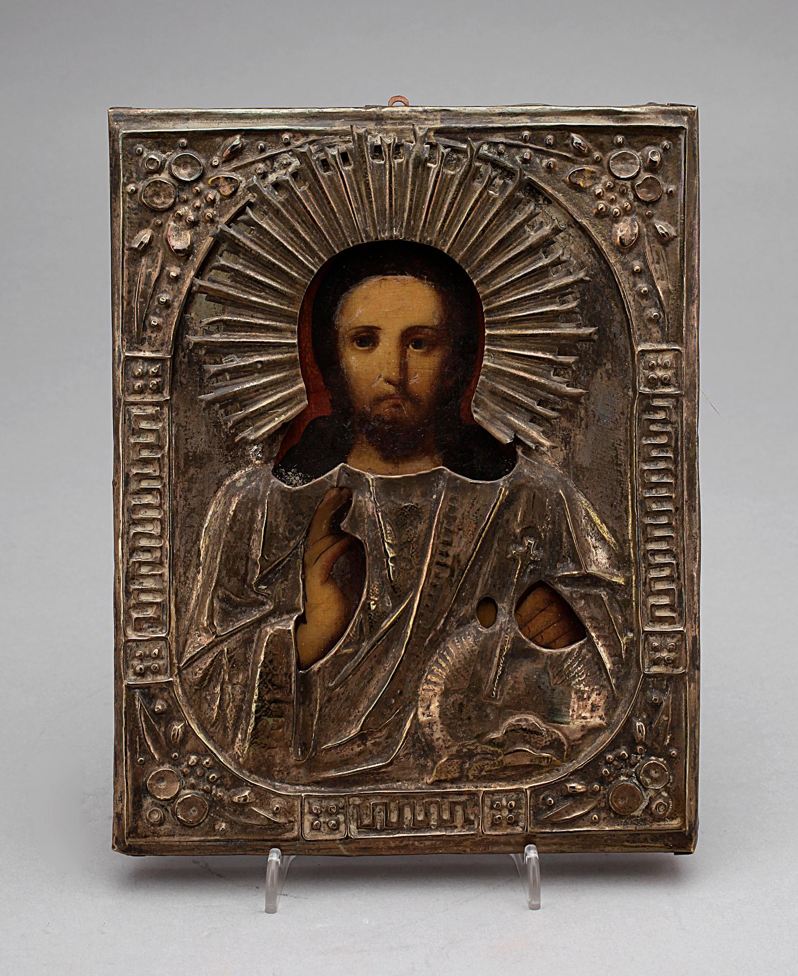 IKON, olja på pannå, troligen Ryssland, 1800/1900-tal.