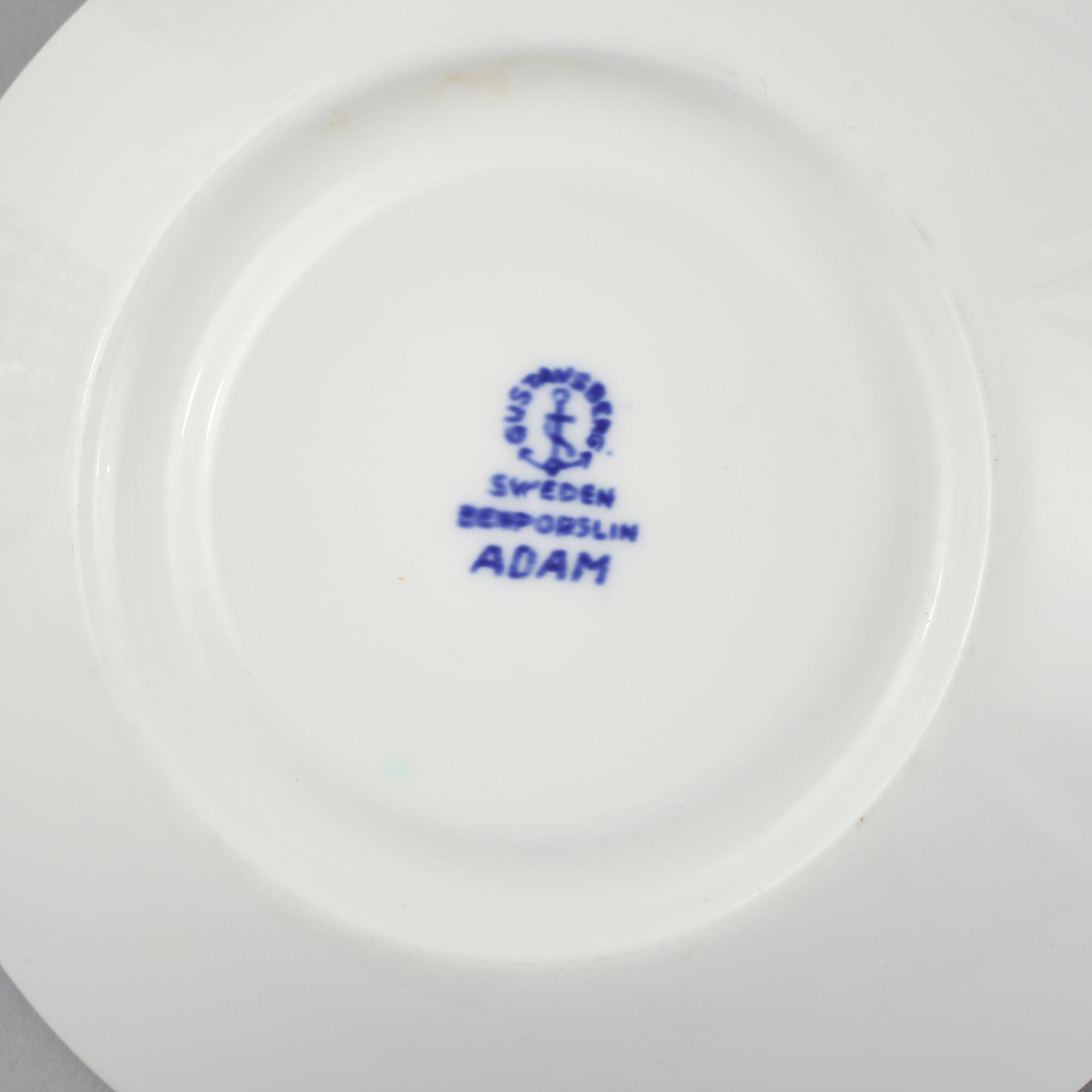 SERVISDELAR, 20 st, benporslin. "Adam", Stig Lindberg, Gustavsberg, 1900-talets andra hälft.