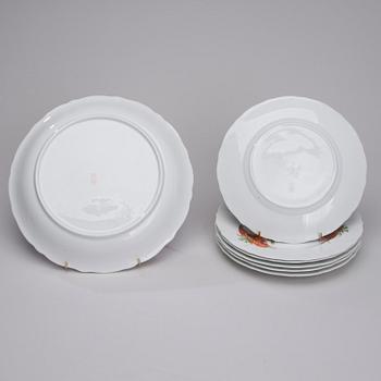 KRÄFTTALLRIKAR 6 st. och SERVERINGSFAT, flintgods, Arabia 1928-49.