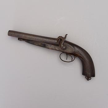 A Central European percussion lock pistol from the first half of the 19th century.