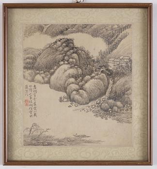 Zhang Geng (1685-1760). A group of nine album leafs, ink on paper, Qing dynasty. Dated 1728.