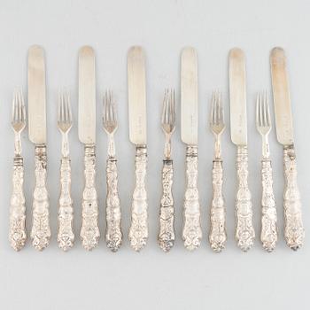 Bestick, 12 st, silver, London, England, 1858.