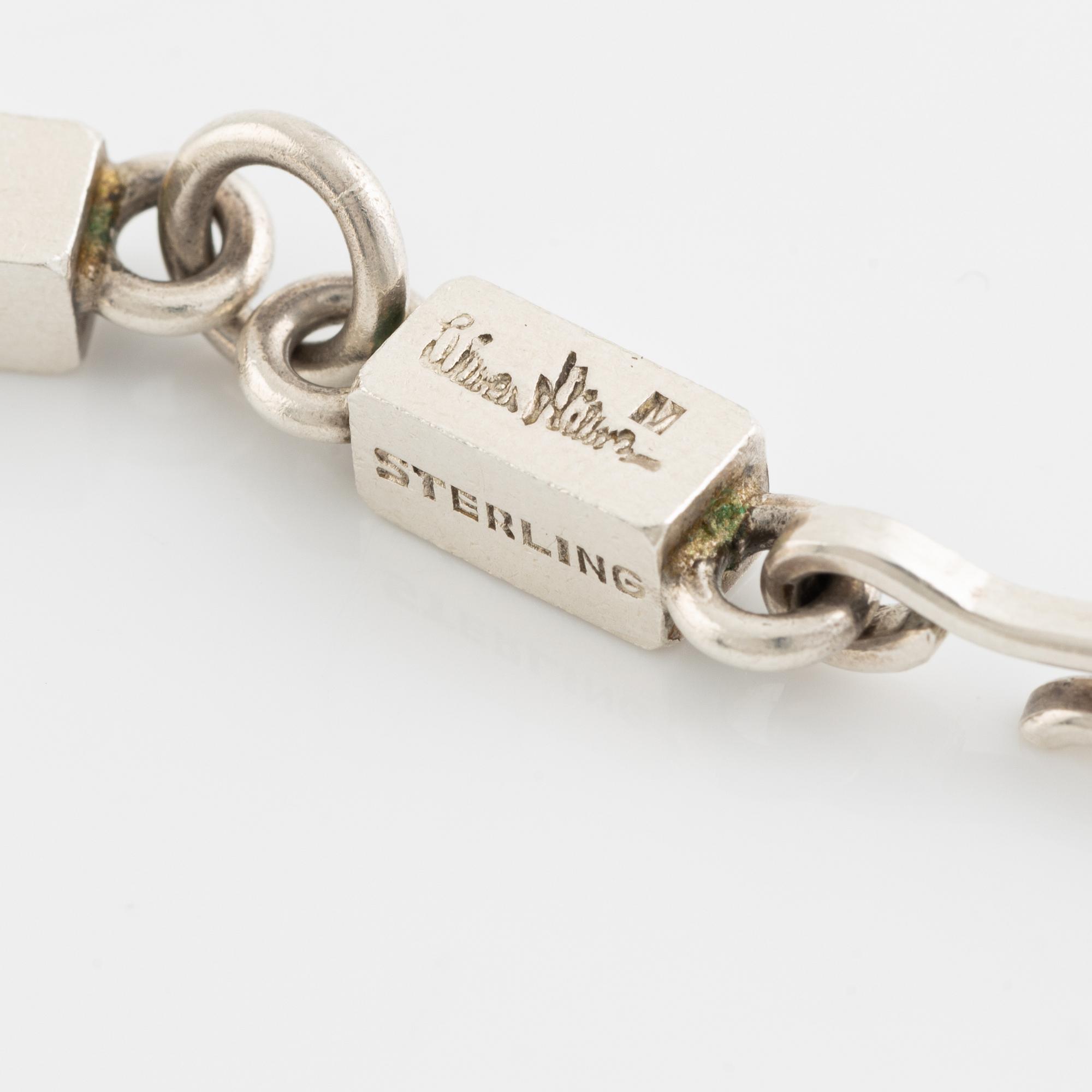 Wiwen Nilsson, collier och ett örhänge, sterlingsilver.