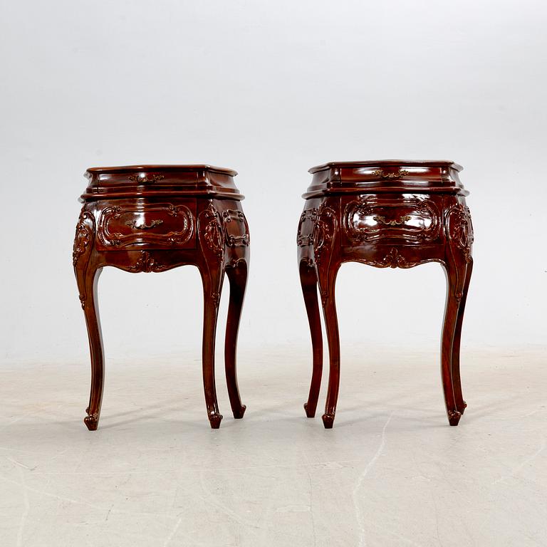A pair of bedside tables in Rococo style, second half of the 20th century.