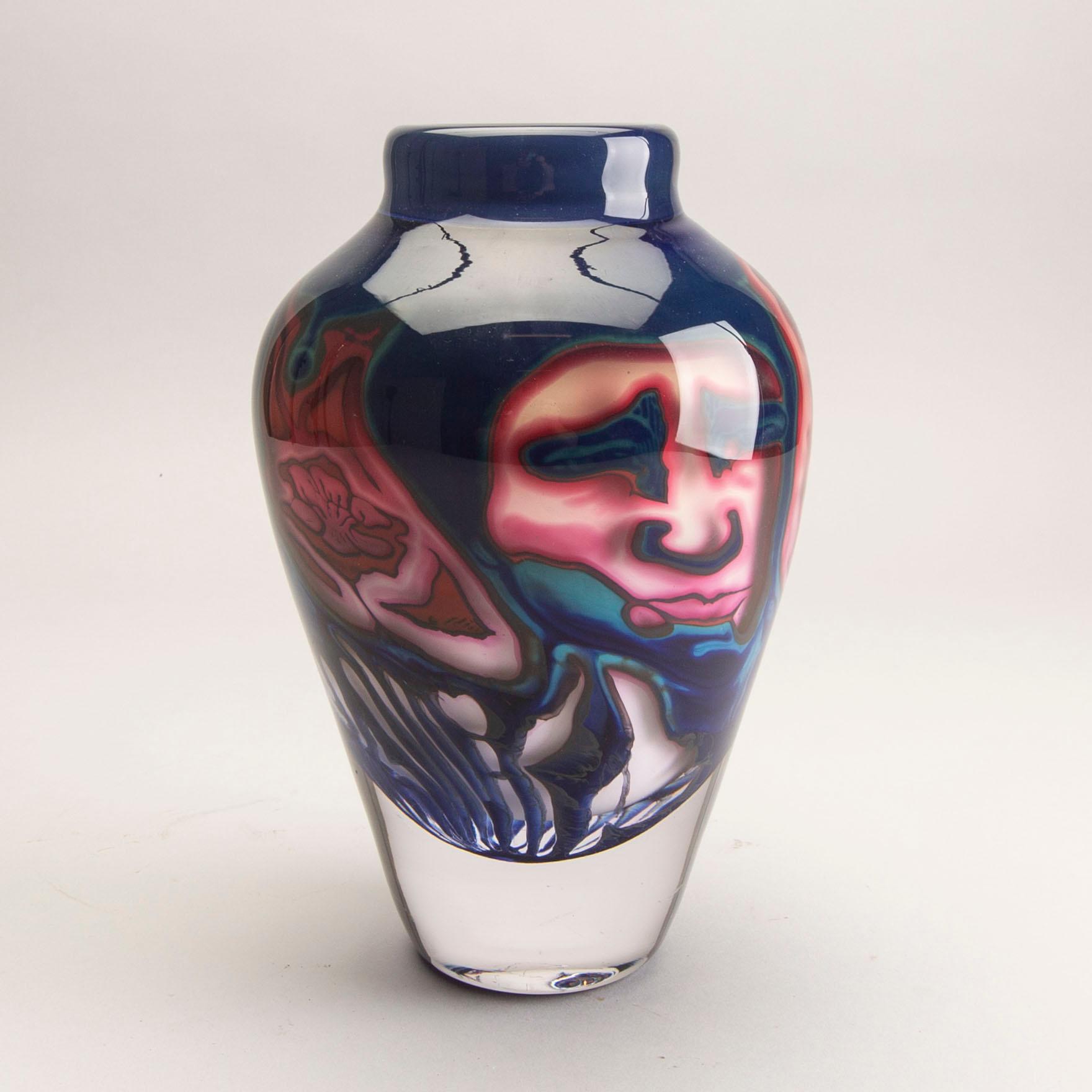 Elna Melusine Jolom and Anna Linnéa Svensson singed and dated 2015 graal glass vase.