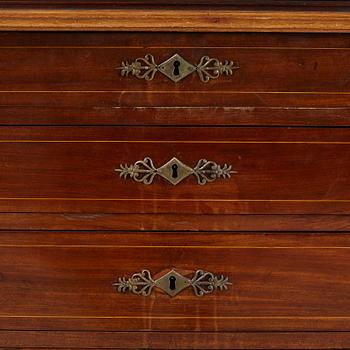 A late Gustavian mahogany secretaire, Stockholm, early 19th century,.