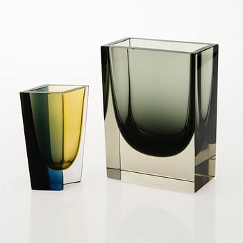 KAJ FRANCK, Two glass vases, signed. Nuutajärvi, Finland 1960s.