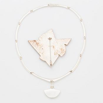 Zoltan Popovits, Lapponia necklace and brooch, silver 1988.