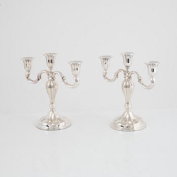 Candelabras, a pair, silver, Thorvald Marthinsen Sølvvarefabrik, Norway.