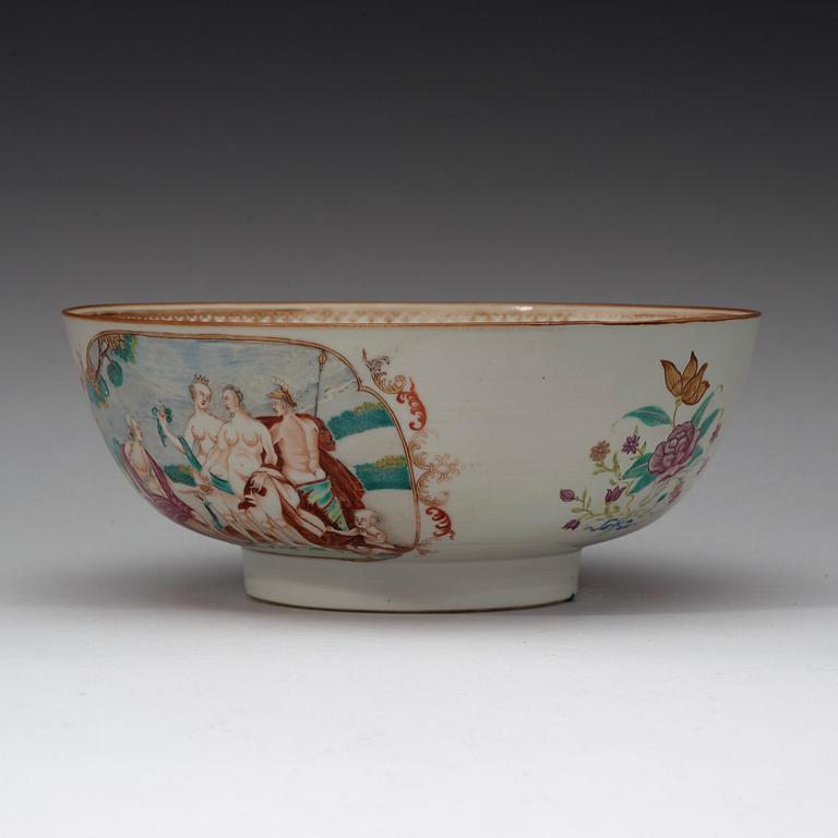 A famille rose 'European Subject' punch bowl, Qing dynasty, Qianlong (1736-95).