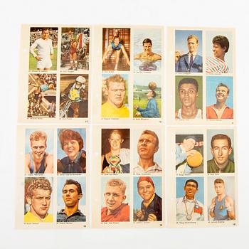 Idolkort, "Sportens stjärnor", bl a Cassius Clay, Nacka Skoglund mfl Hemmets Journal, 1960-tal.