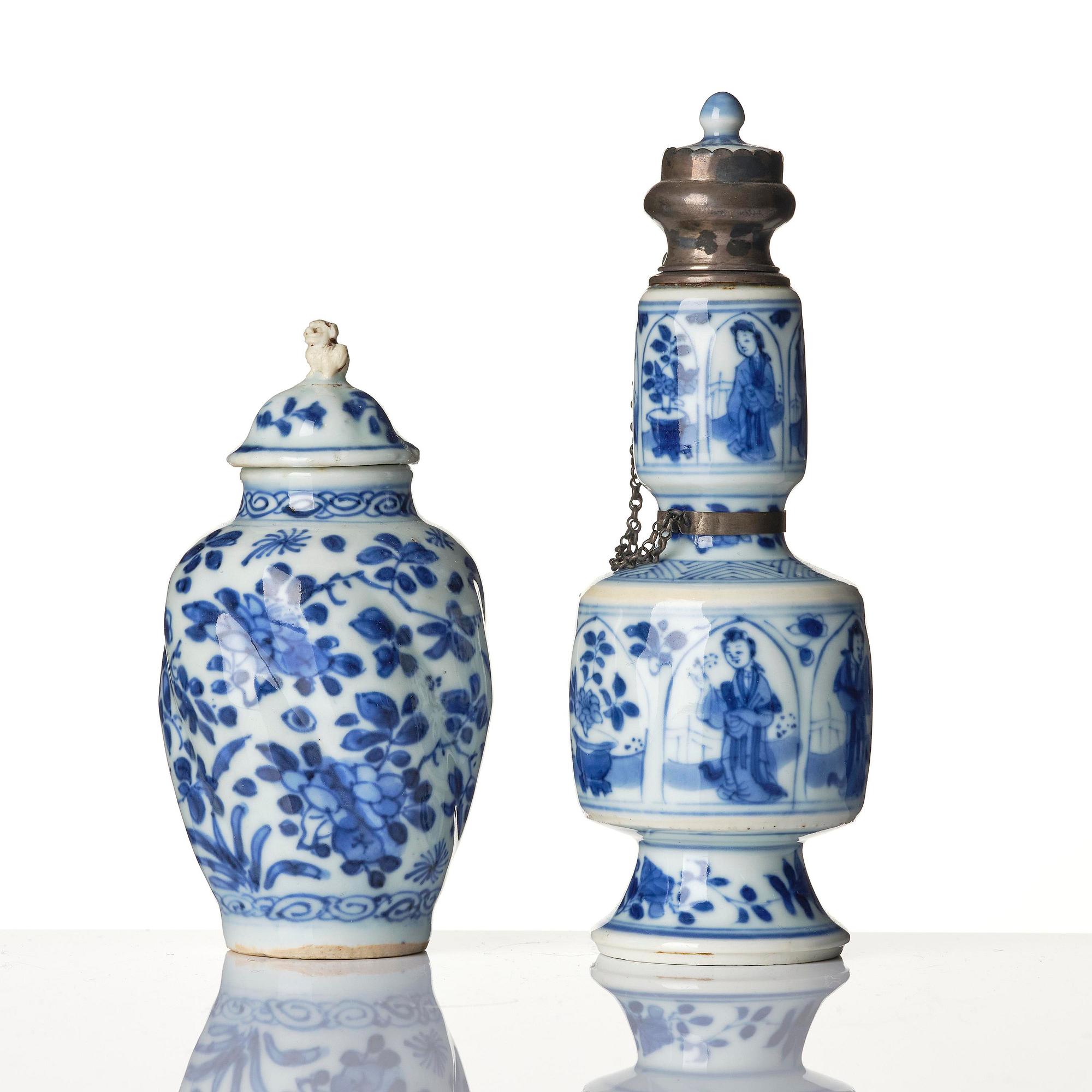 A group of four blue and white miniatures, Qing dynasty, Kangxi (1662-1722).