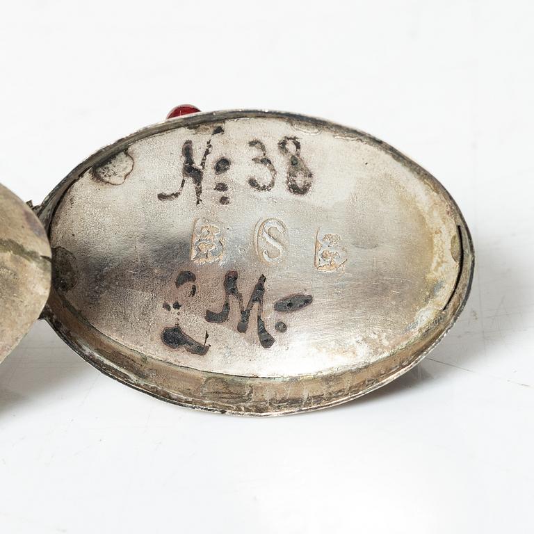 A set of three silver table decorations/boxes, 19th Century.