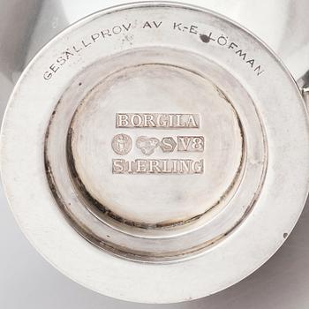 Atelier Borgila, kaffeservis, tre delar, Stockholm, 1947, gesällprov av K-E Löfman, sterling silver.
