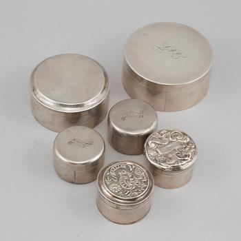DOSOR, 6 st, silver, Sverige, 1800-tal, vikt 380 gram.