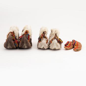 Three pair reindeer leather shoes.