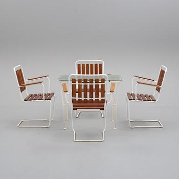 a five part set of garden furniture.