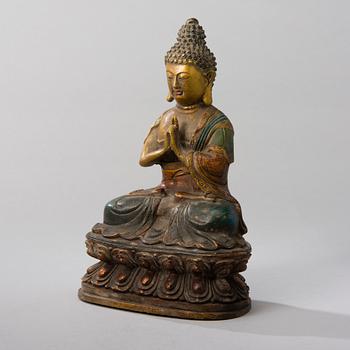 BUDDHA, målad mässing, Kina, 1900-talets senare hälft.