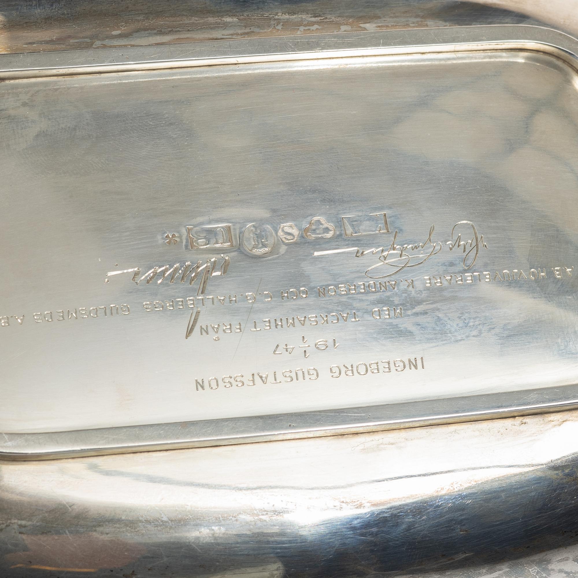 Karl Anderson, Basket with handle, silver, Stockholm 1946.