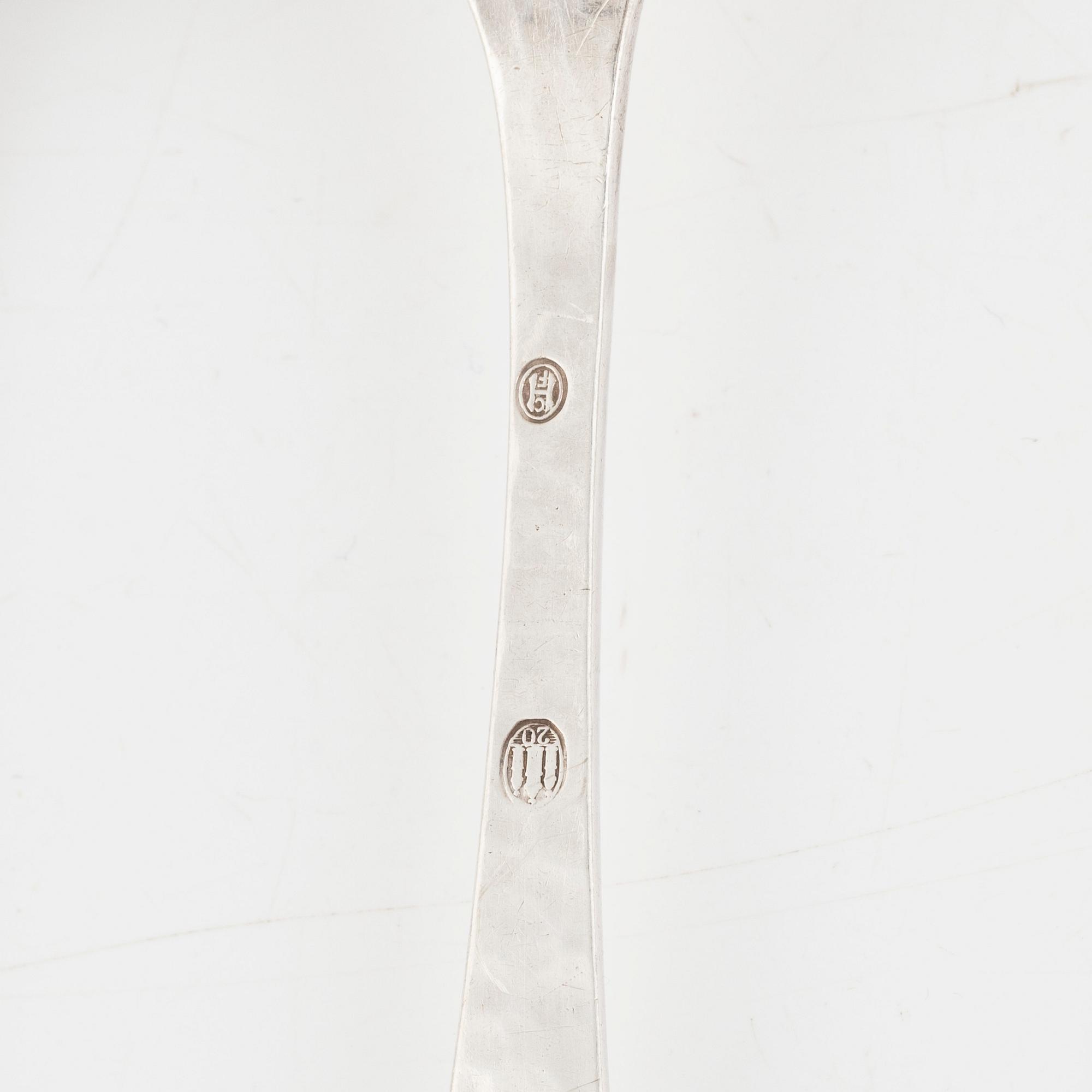 Bestick, 6 st, silver, Köpenhamn 1920-tal.