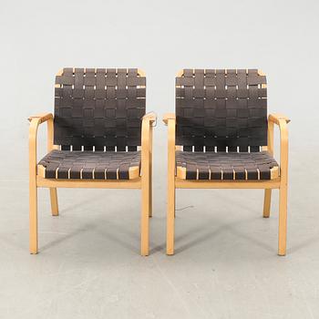 Alvar Aalto, a pair of armchairs model number 45, Finland, late 20th century.