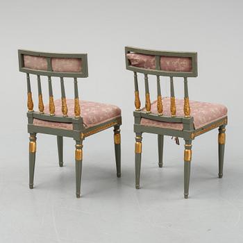 Stolar, 4 stycken (2+2), sengustavianska, tidigt 1800-tal.