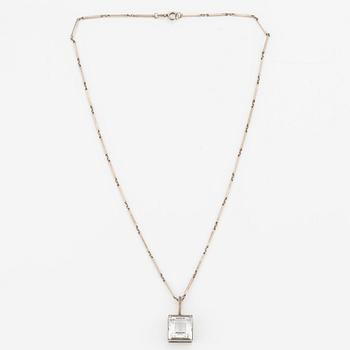 Necklace in silver with faceted rock crystal, Hallberg.